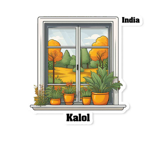 Kalol Home Window White Plants Pots Sticker & Magnet