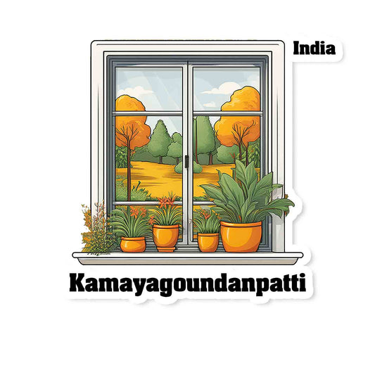 Kamayagoundanpatti Home Window White Plants Pots Sticker & Magnet