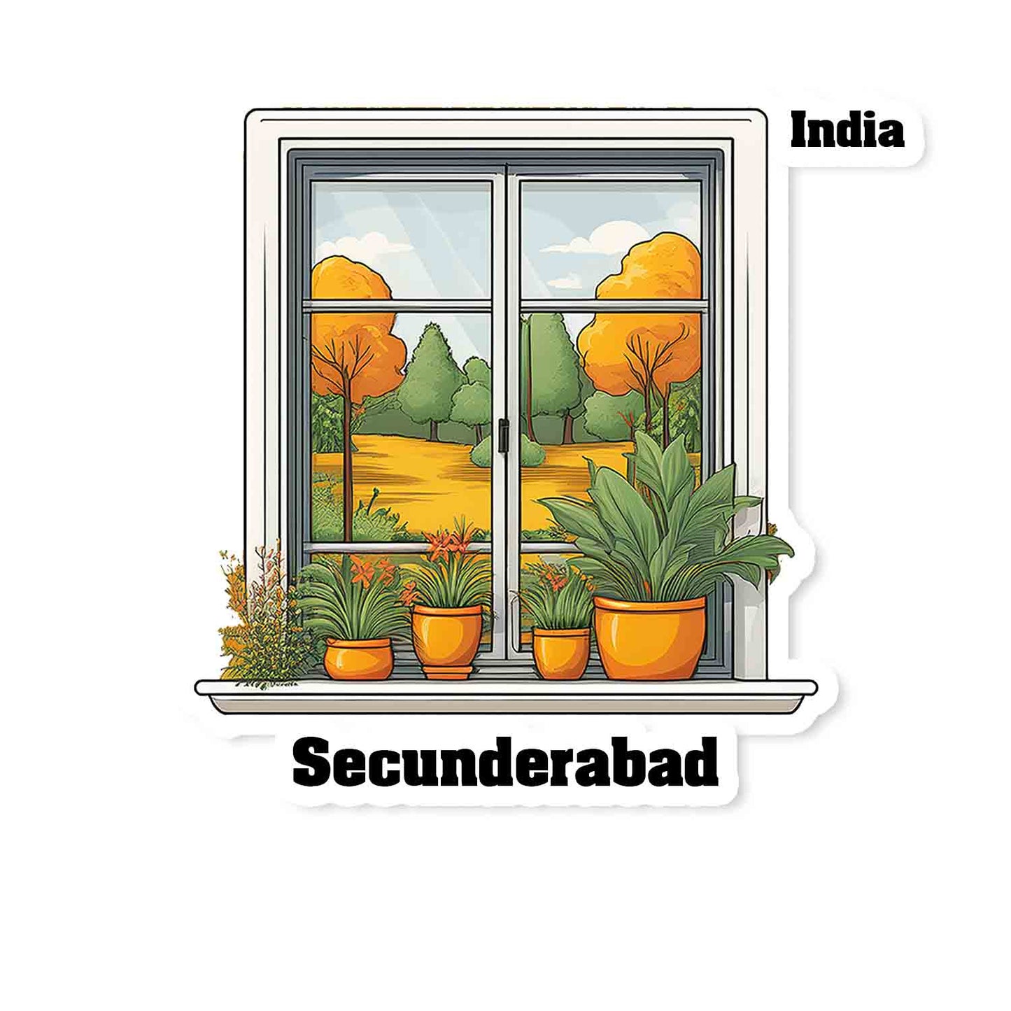 Secunderabad Home Window White Plants Pots Sticker & Magnet