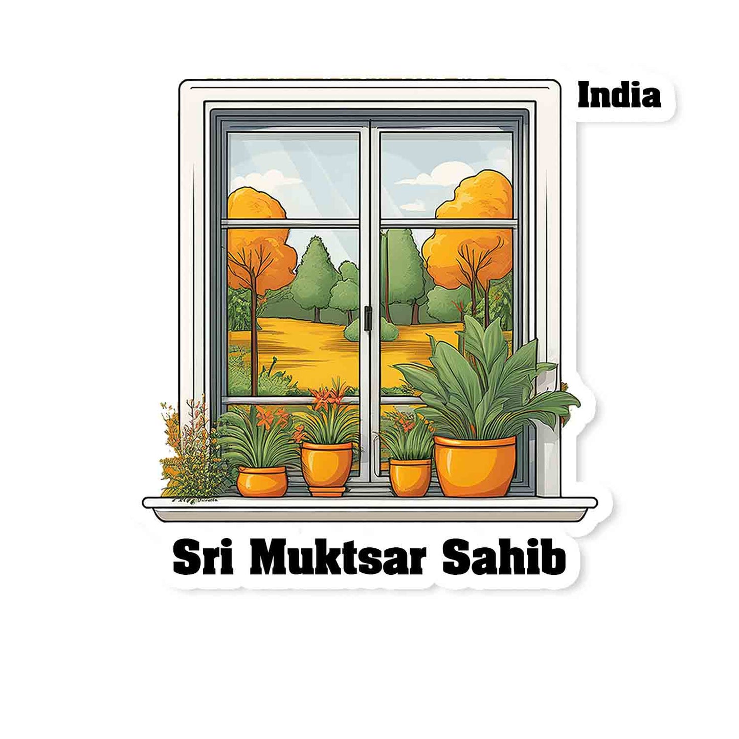 Sri Muktsar Sahib Home Window White Plants Pots Sticker & Magnet