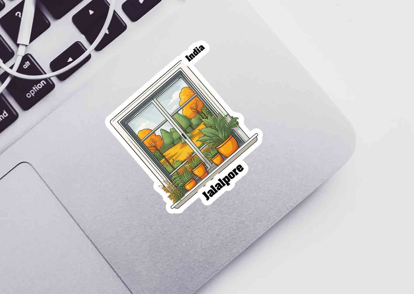Jalalpore Home Window White Plants Pots Sticker