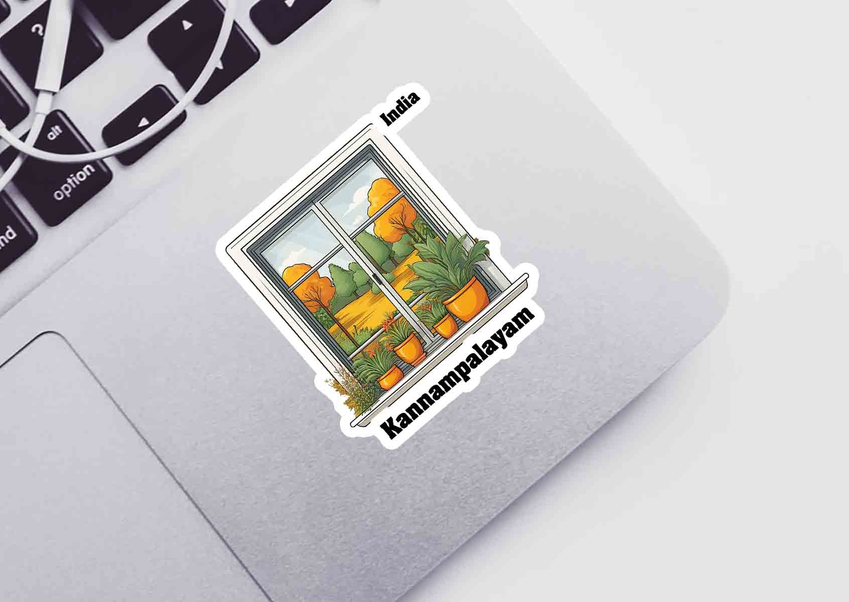 Kannampalayam Home Window White Plants Pots Sticker