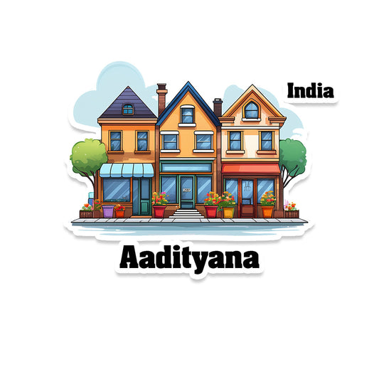 Aadityana Three Home Offiec Shop Town Sticker & Magnet | Home Town Souvenirs