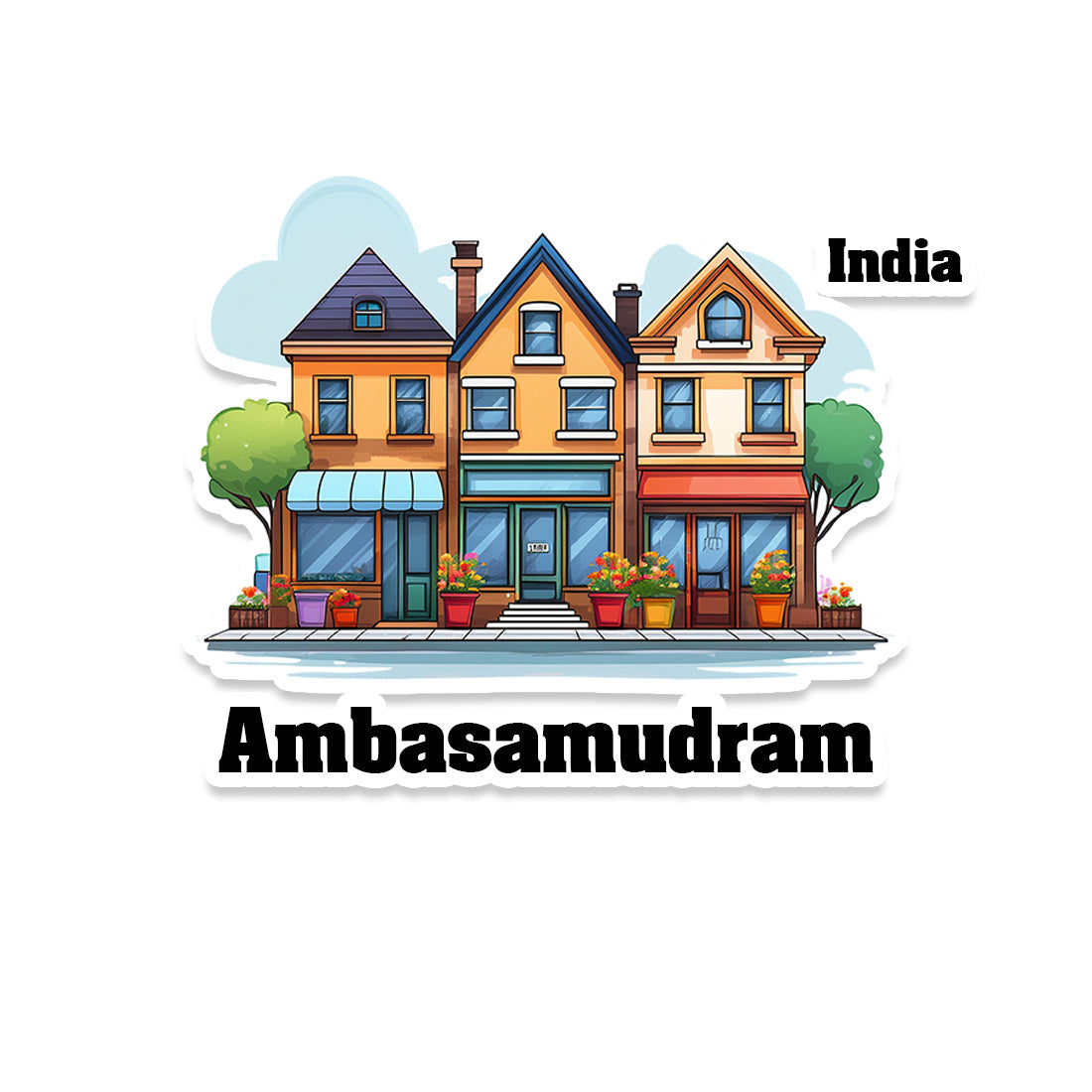 Ambasamudram Three Home Offiec Shop Town Sticker & Magnet | Home Town Souvenirs