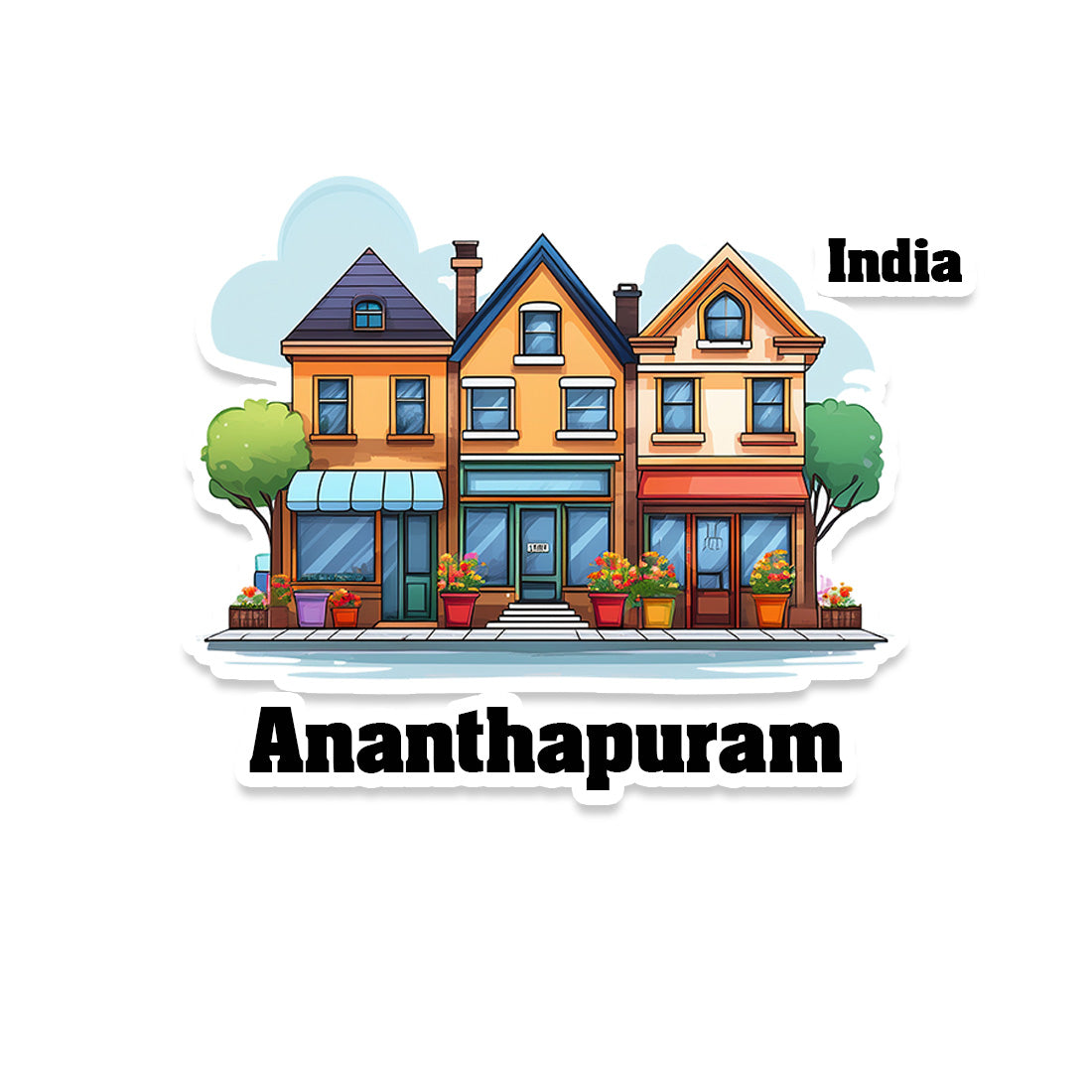 Ananthapuram Three Home Offiec Shop Town Sticker & Magnet | Home Town Souvenirs