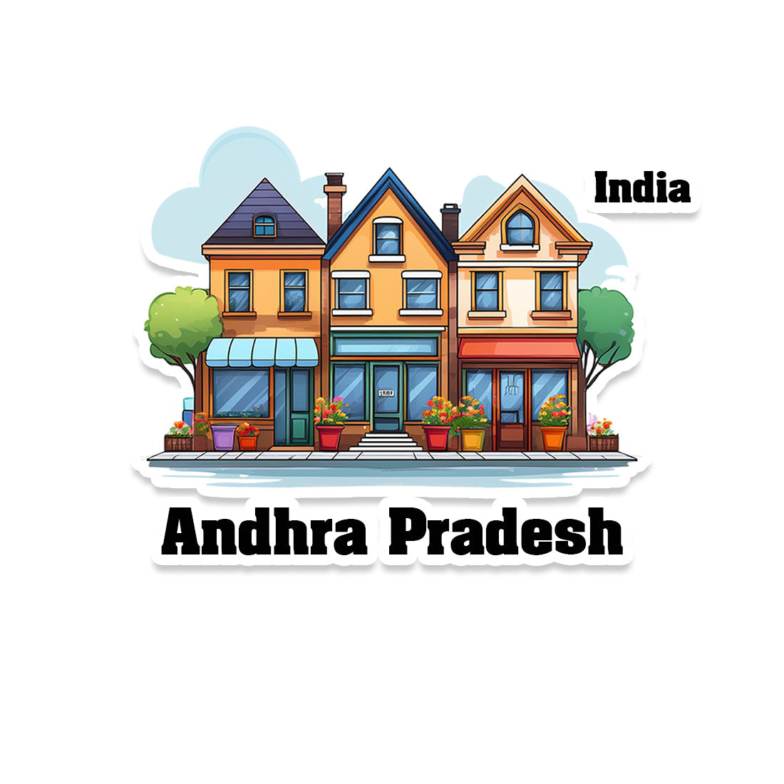 Andhra Three Home Offiec Shop Town Sticker & Magnet | Home Town Souvenirs