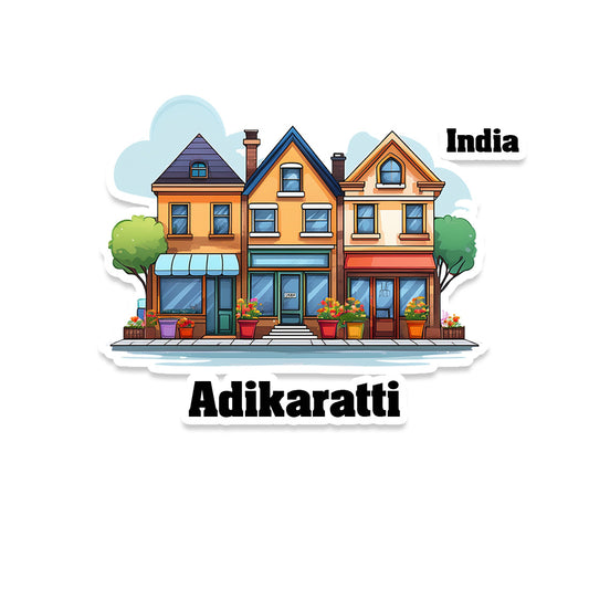 Adikaratti Three Home Offiec Shop Town Sticker & Magnet | Home Town Souvenirs