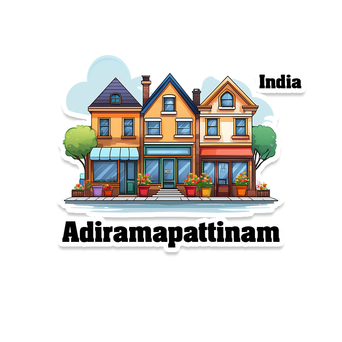 Adiramapattinam Three Home Offiec Shop Town Sticker & Magnet | Home Town Souvenirs