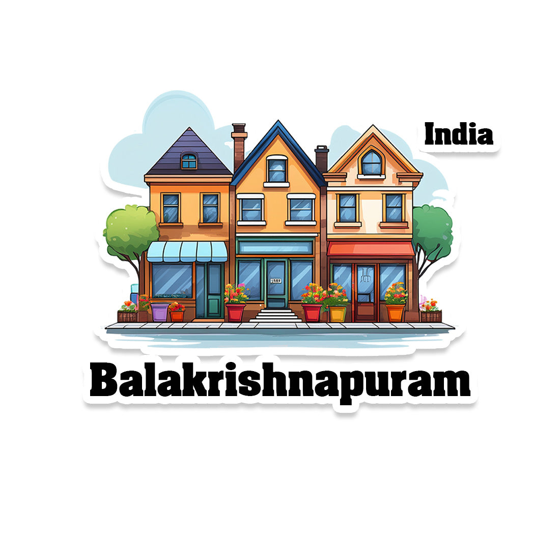 Balakrishnapuram Three Home Offiec Shop Town Sticker & Magnet | Home Town Souvenirs