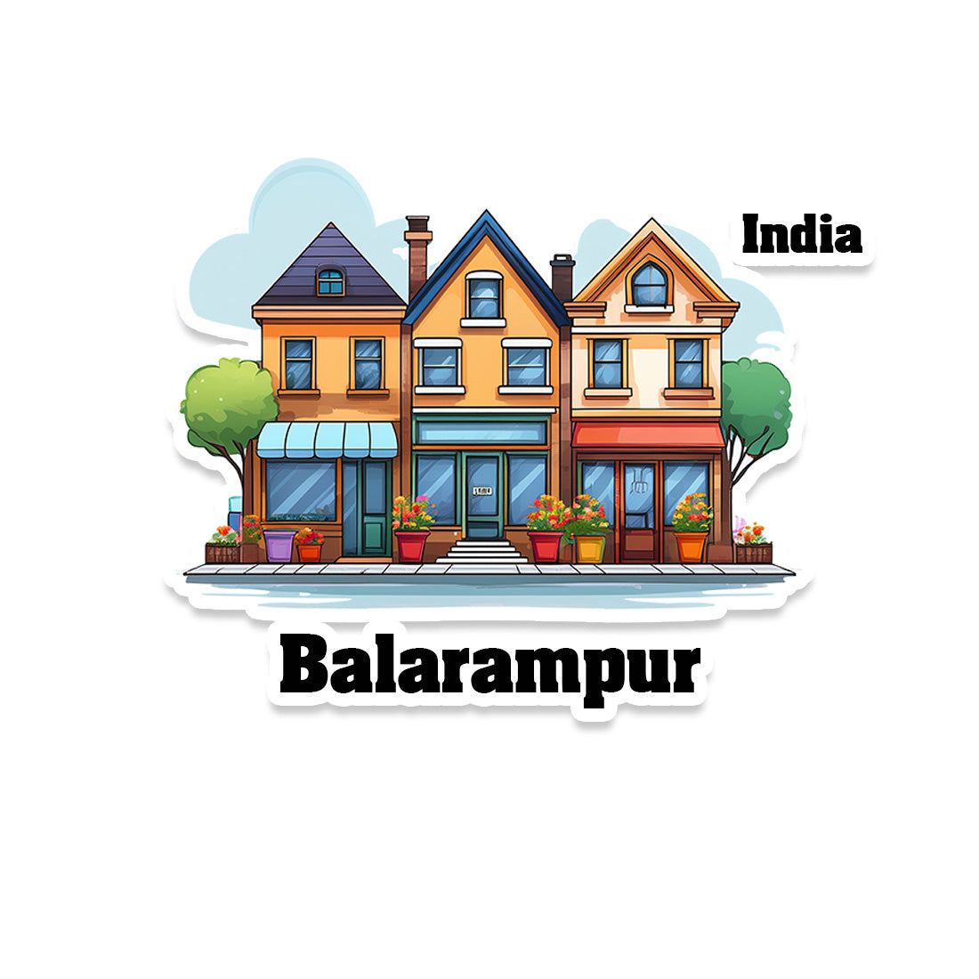 Balarampur Three Home Offiec Shop Town Sticker & Magnet | Home Town Souvenirs