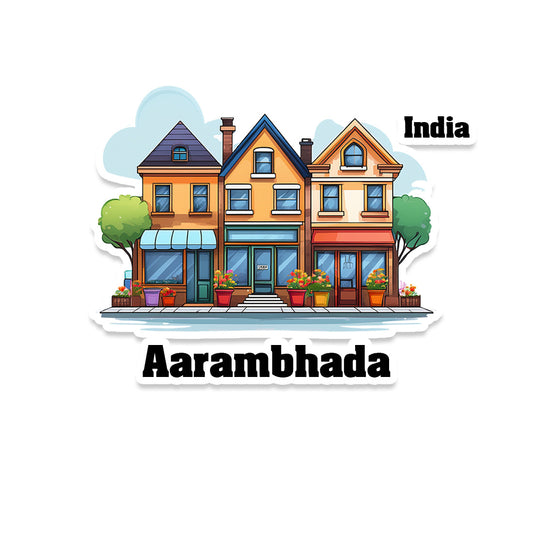 Aarambhada Three Home Offiec Shop Town Sticker & Magnet | Home Town Souvenirs