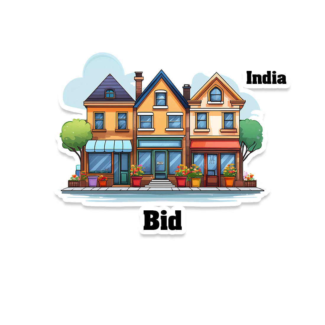 Bid Three Home Offiec Shop Town Sticker & Magnet | Home Town Souvenirs
