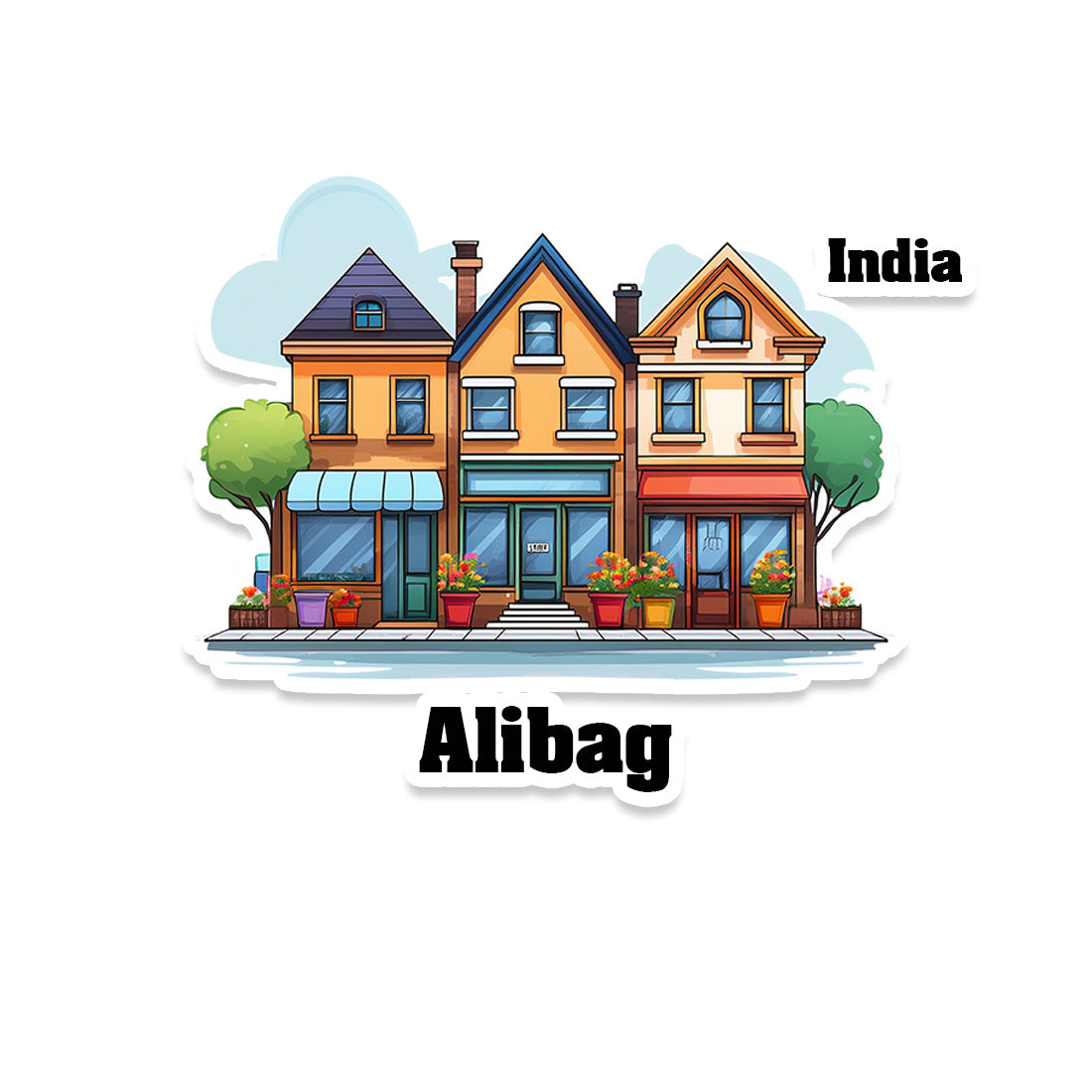 Alibag Three Home Offiec Shop Town Sticker & Magnet | Home Town Souvenirs