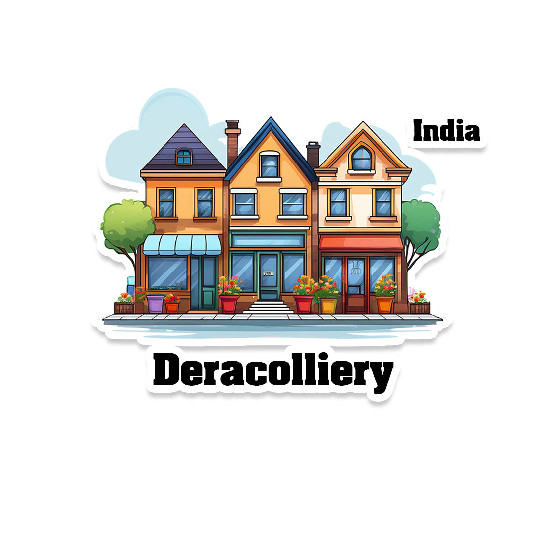 Deracolliery Three Home Offiec Shop Town Sticker & Magnet | Home Town Souvenirs