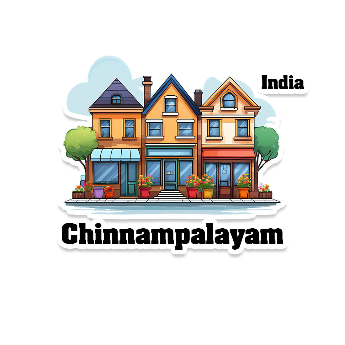 Chinnampalayam Three Home Offiec Shop Town Sticker & Magnet | Home Town Souvenirs