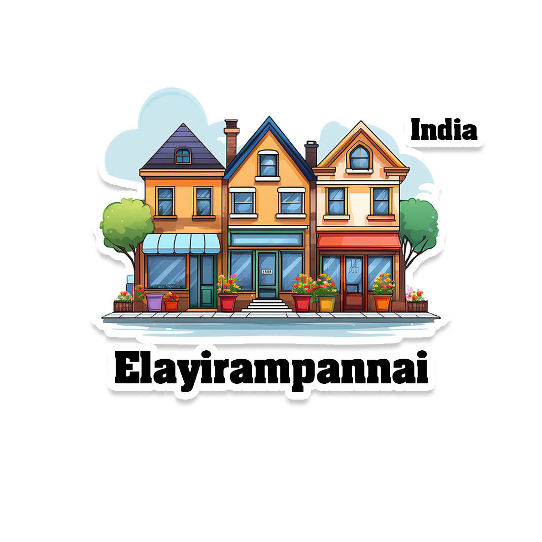 Elayirampannai Three Home Offiec Shop Town Sticker & Magnet | Home Town Souvenirs