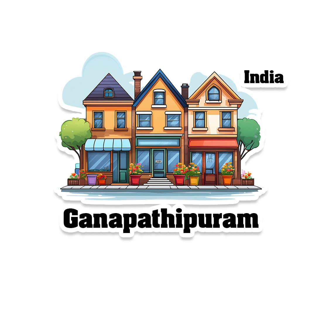 Ganapathipuram Three Home Offiec Shop Town Sticker & Magnet | Home Town Souvenirs