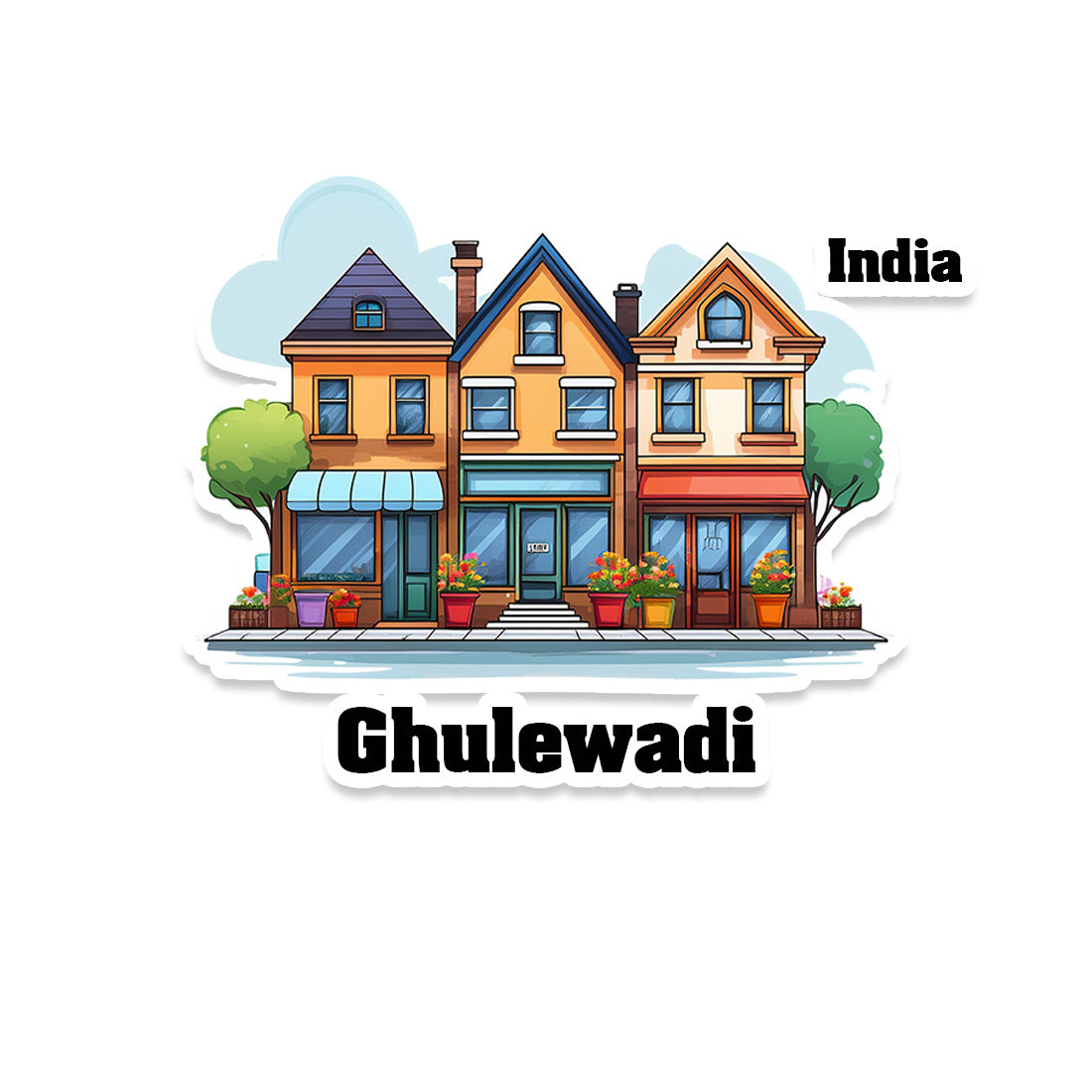 Ghulewadi Three Home Offiec Shop Town Sticker & Magnet | Home Town Souvenirs