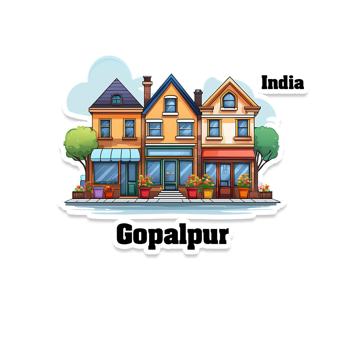 Gopalpur Three Home Offiec Shop Town Sticker & Magnet | Home Town Souvenirs