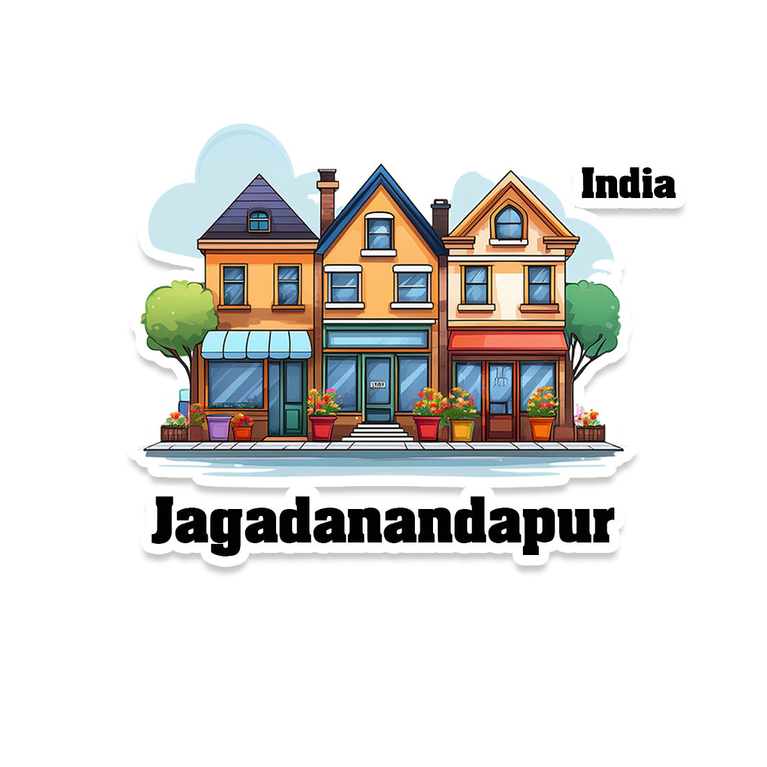 Jagadanandapur Three Home Offiec Shop Town Sticker & Magnet | Home Town Souvenirs