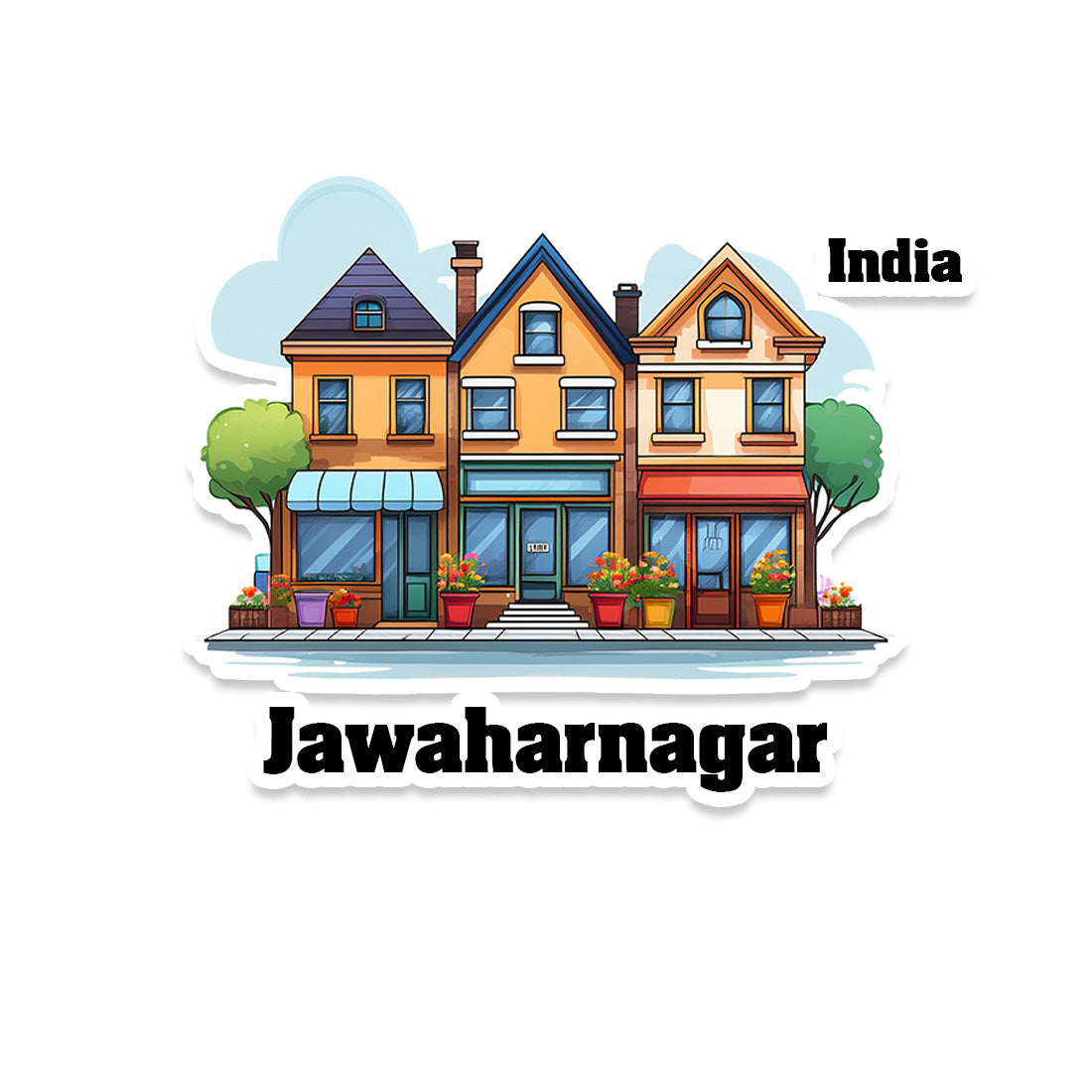 Jawaharnagar Three Home Offiec Shop Town Sticker & Magnet | Home Town Souvenirs
