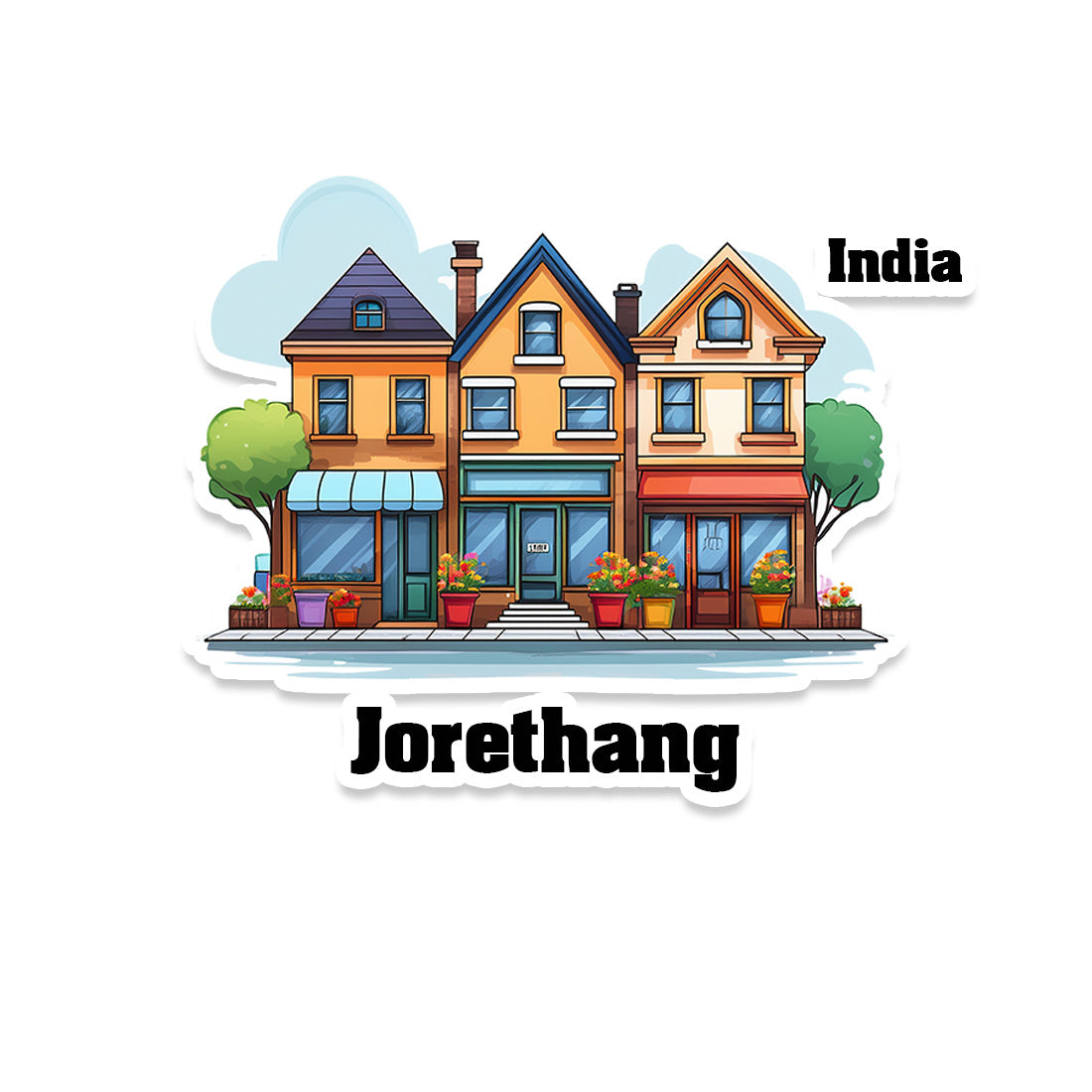 Jorethang Three Home Offiec Shop Town Sticker & Magnet | Home Town Souvenirs