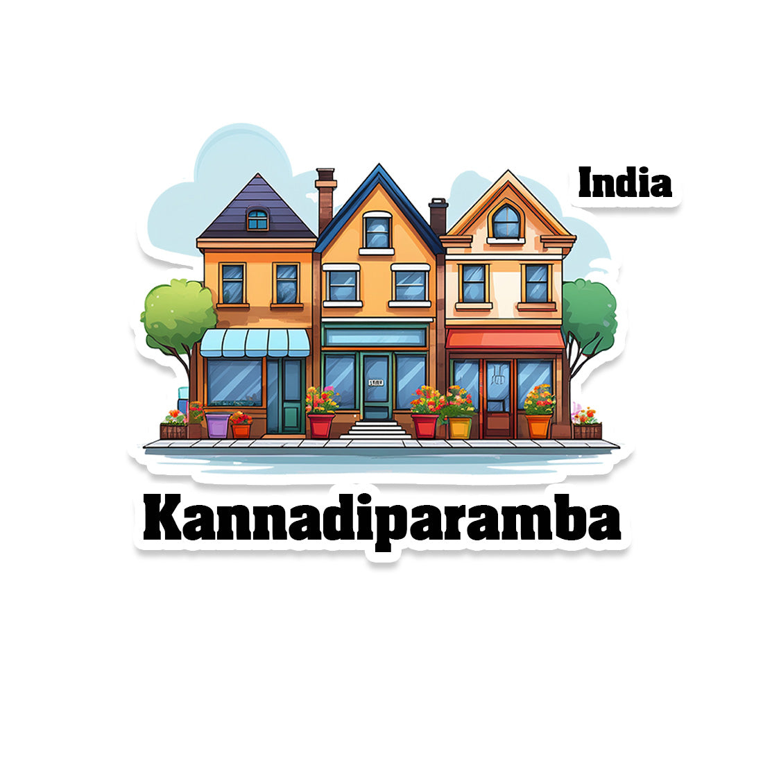 Kannadiparamba Three Home Offiec Shop Town Sticker & Magnet | Home Town Souvenirs