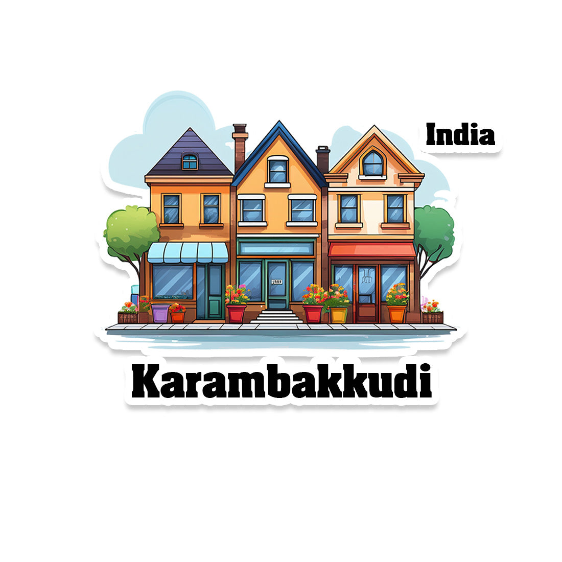 Karambakkudi Three Home Offiec Shop Town Sticker & Magnet | Home Town Souvenirs