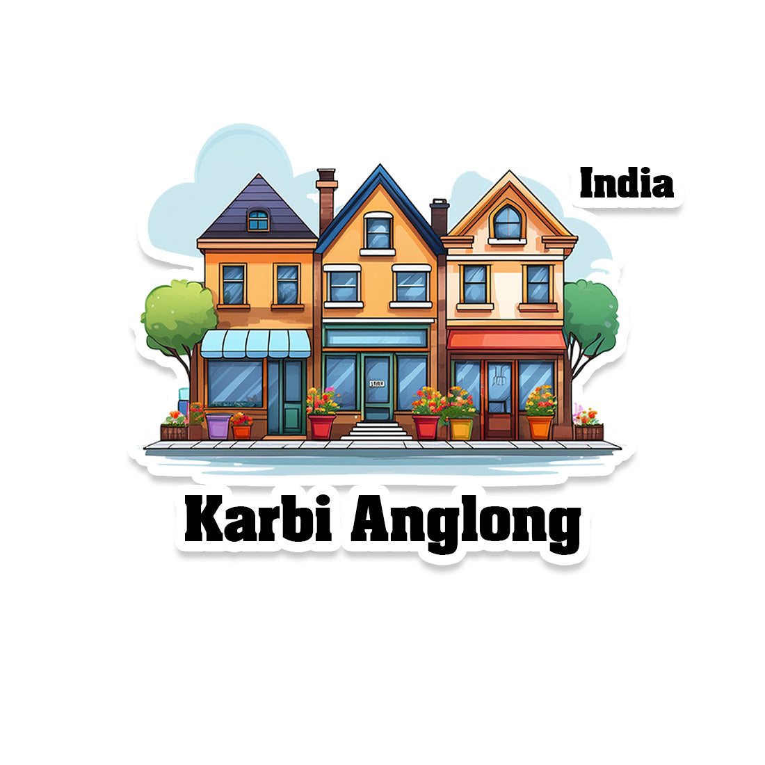 Karbi Three Home Offiec Shop Town Sticker & Magnet | Home Town Souvenirs