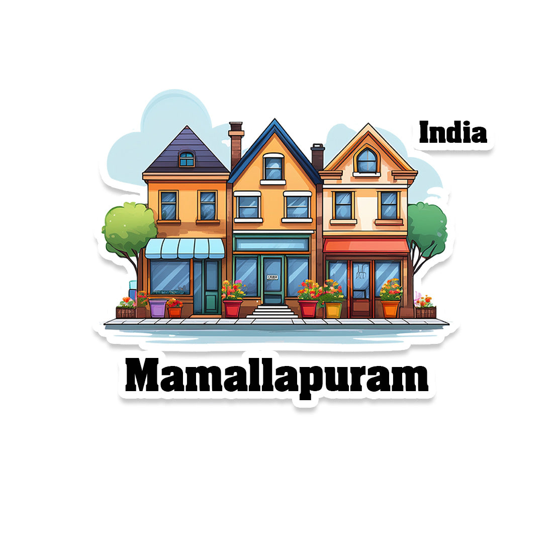 Mamallapuram Three Home Offiec Shop Town Sticker & Magnet | Home Town Souvenirs