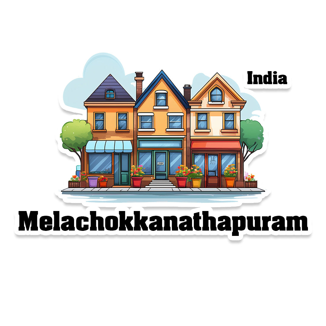 Melachokkanathapuram Three Home Offiec Shop Town Sticker & Magnet | Home Town Souvenirs