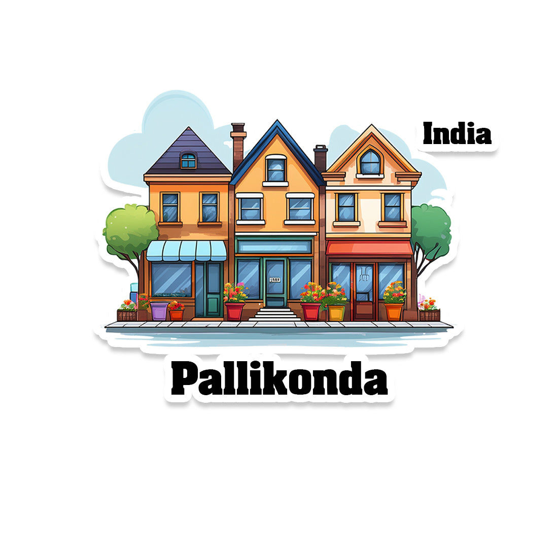 Pallikonda Three Home Offiec Shop Town Sticker & Magnet | Home Town Souvenirs
