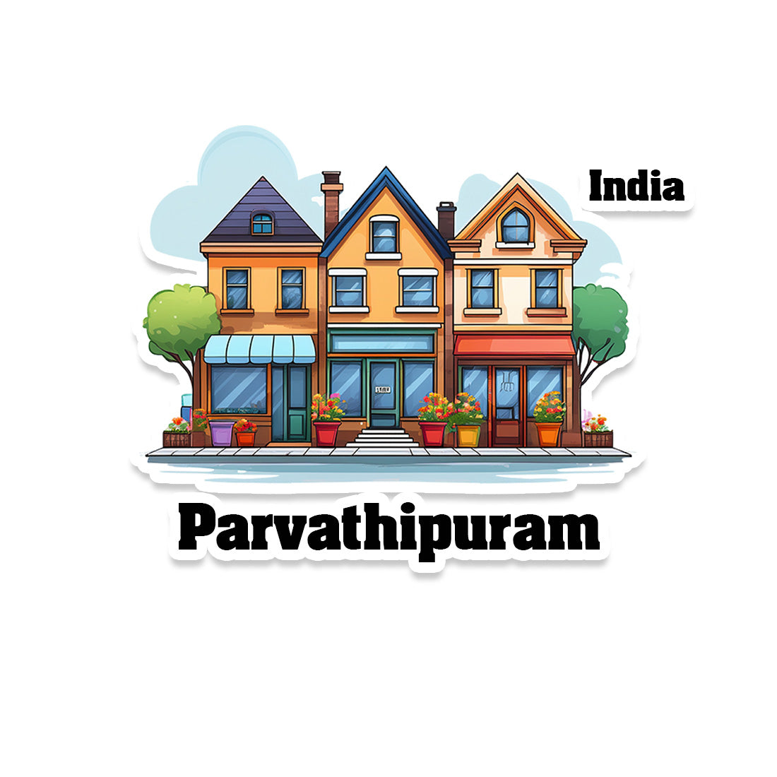 Parvathipuram Three Home Offiec Shop Town Sticker & Magnet | Home Town Souvenirs