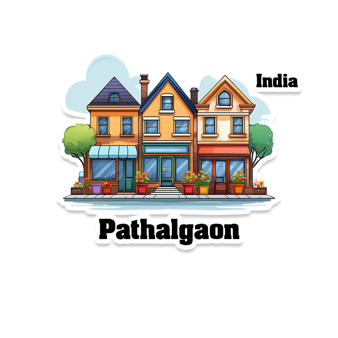 Pathalgaon Three Home Offiec Shop Town Sticker & Magnet | Home Town Souvenirs