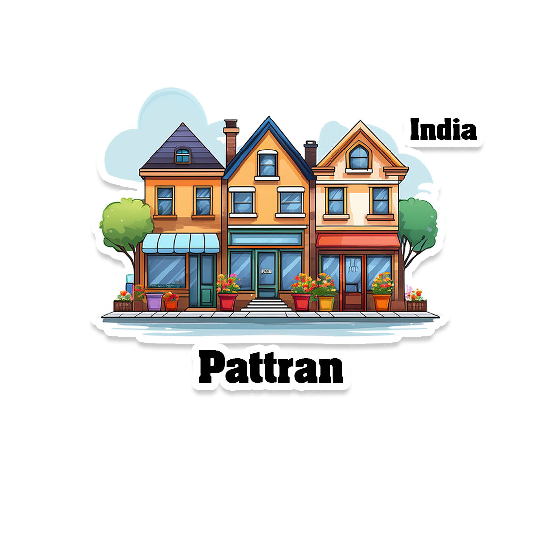 Pattran Three Home Offiec Shop Town Sticker & Magnet | Home Town Souvenirs