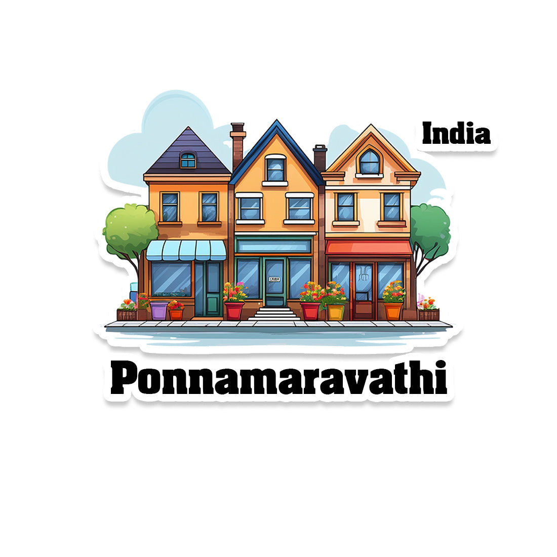 Ponnamaravathi Three Home Offiec Shop Town Sticker & Magnet | Home Town Souvenirs