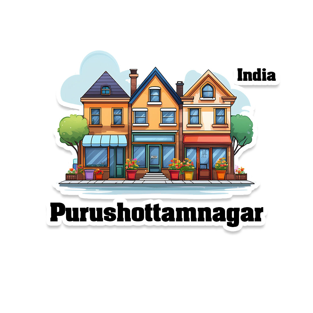 Purushottamnagar Three Home Offiec Shop Town Sticker & Magnet | Home Town Souvenirs