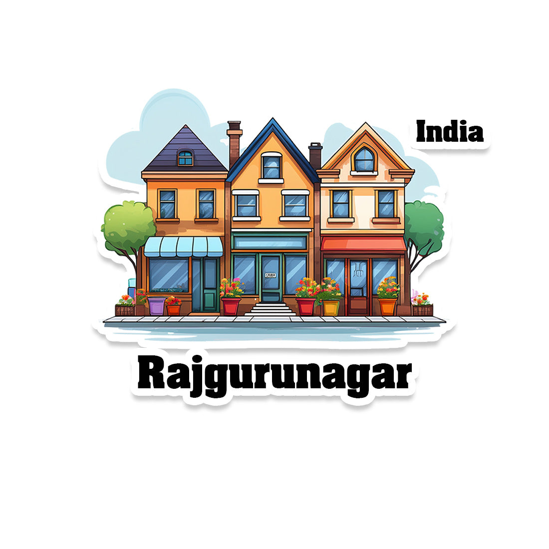 Rajgurunagar Three Home Offiec Shop Town Sticker & Magnet | Home Town Souvenirs