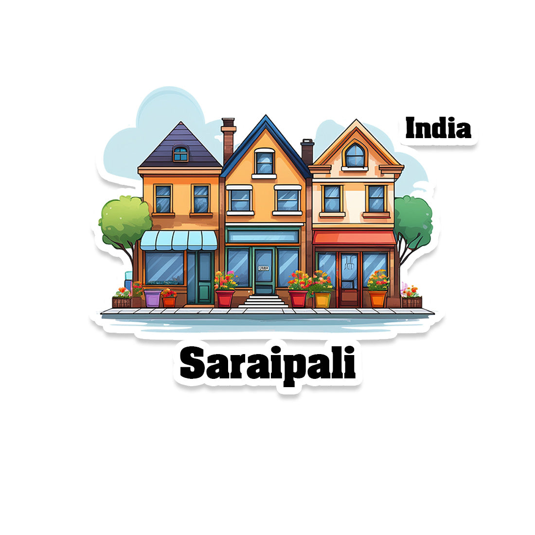 Saraipali Three Home Offiec Shop Town Sticker & Magnet | Home Town Souvenirs
