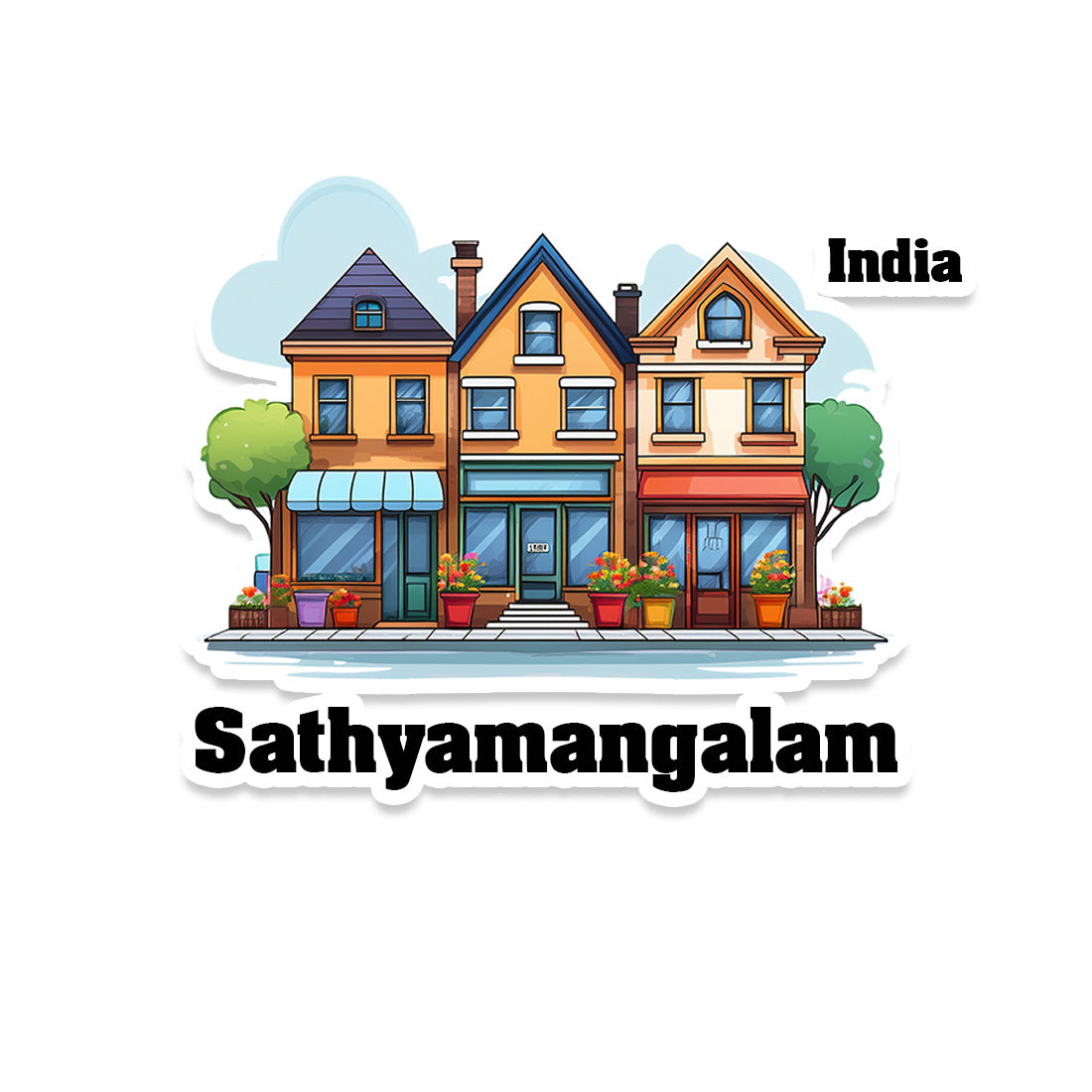 Sathyamangalam Three Home Offiec Shop Town Sticker & Magnet | Home Town Souvenirs
