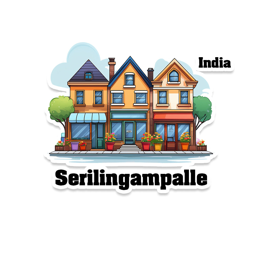 Serilingampalle Three Home Offiec Shop Town Sticker & Magnet | Home Town Souvenirs