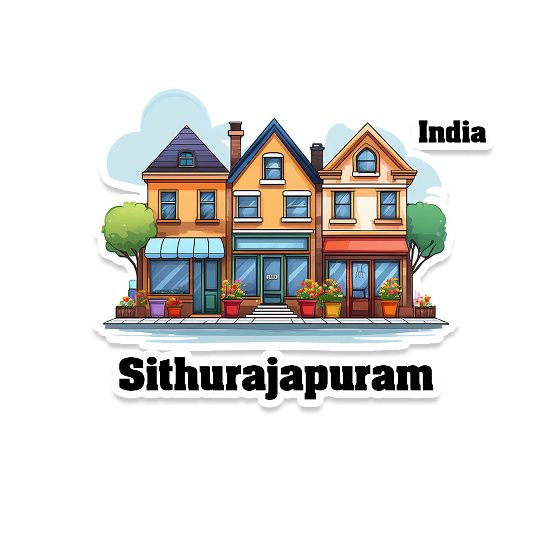 Sithurajapuram Three Home Offiec Shop Town Sticker & Magnet | Home Town Souvenirs