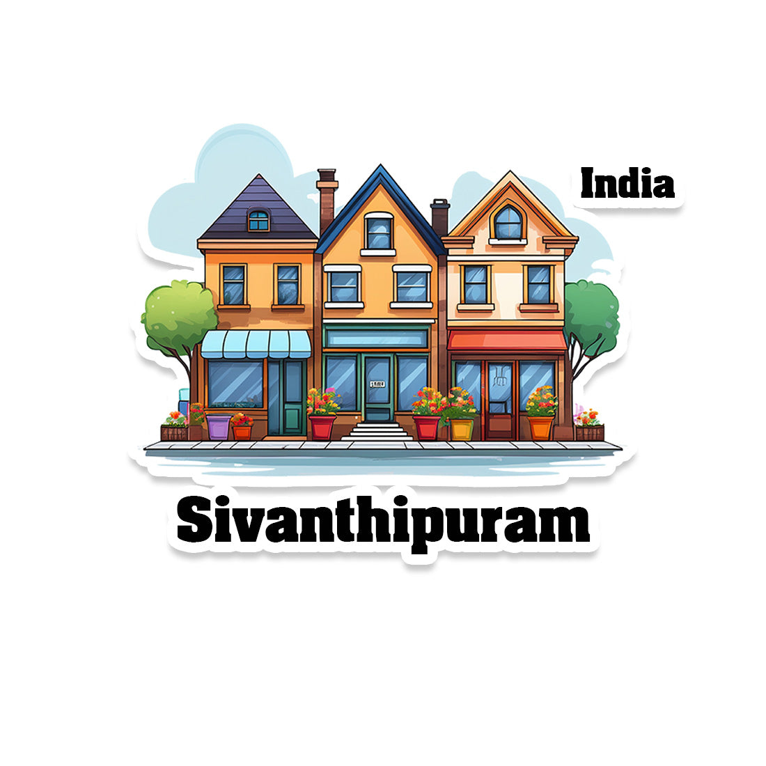 Sivanthipuram Three Home Offiec Shop Town Sticker & Magnet | Home Town Souvenirs