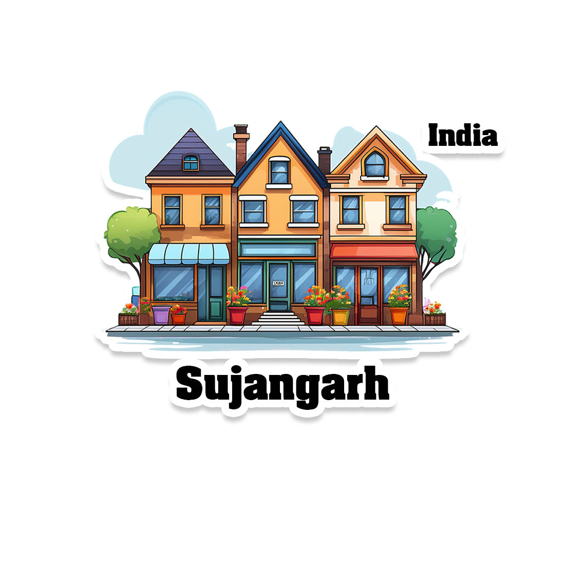 Sujangarh Three Home Offiec Shop Town Sticker & Magnet | Home Town Souvenirs
