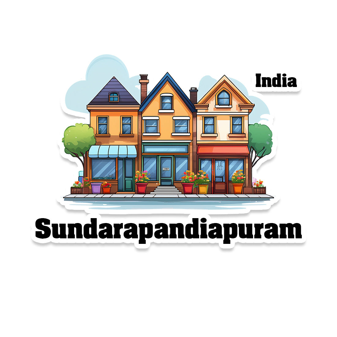 Sundarapandiapuram Three Home Offiec Shop Town Sticker & Magnet | Home Town Souvenirs