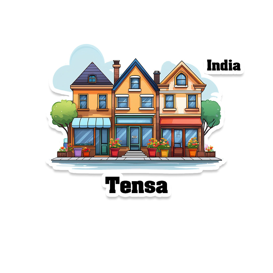 Tensa Three Home Offiec Shop Town Sticker & Magnet | Home Town Souvenirs