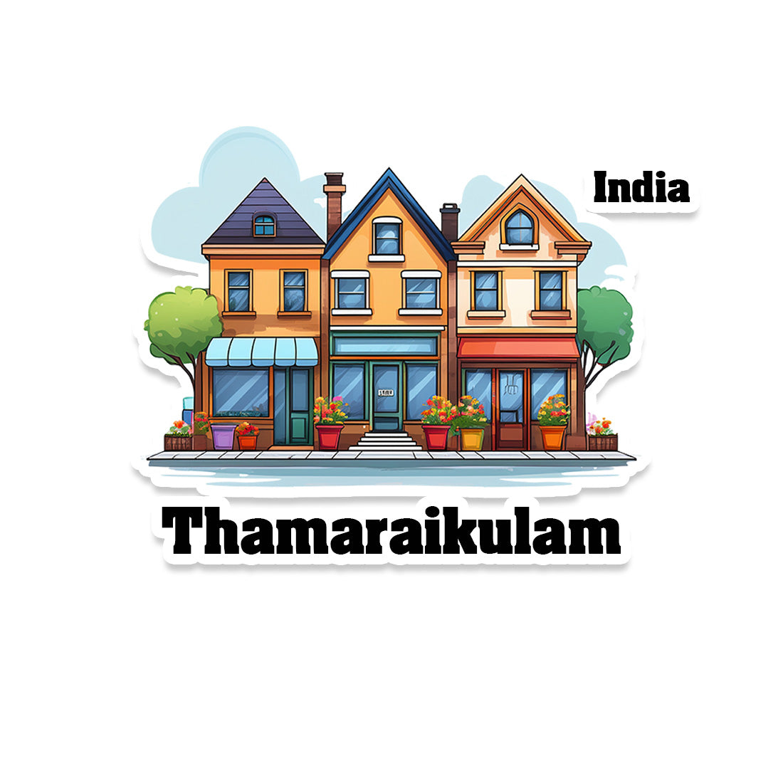 Thamaraikulam Three Home Offiec Shop Town Sticker & Magnet | Home Town Souvenirs