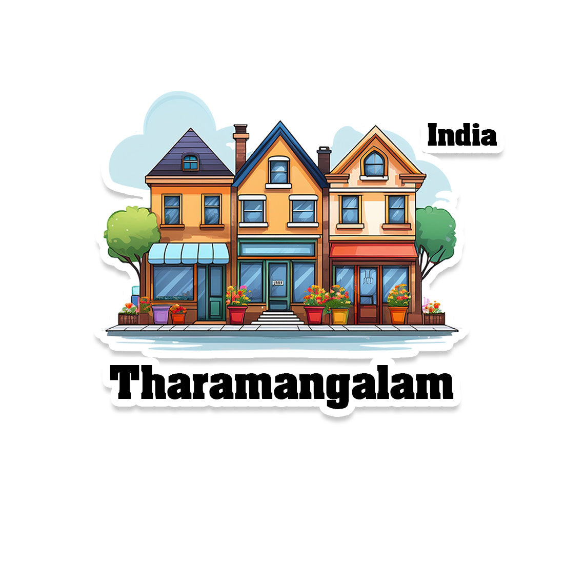 Tharamangalam Three Home Offiec Shop Town Sticker & Magnet | Home Town Souvenirs