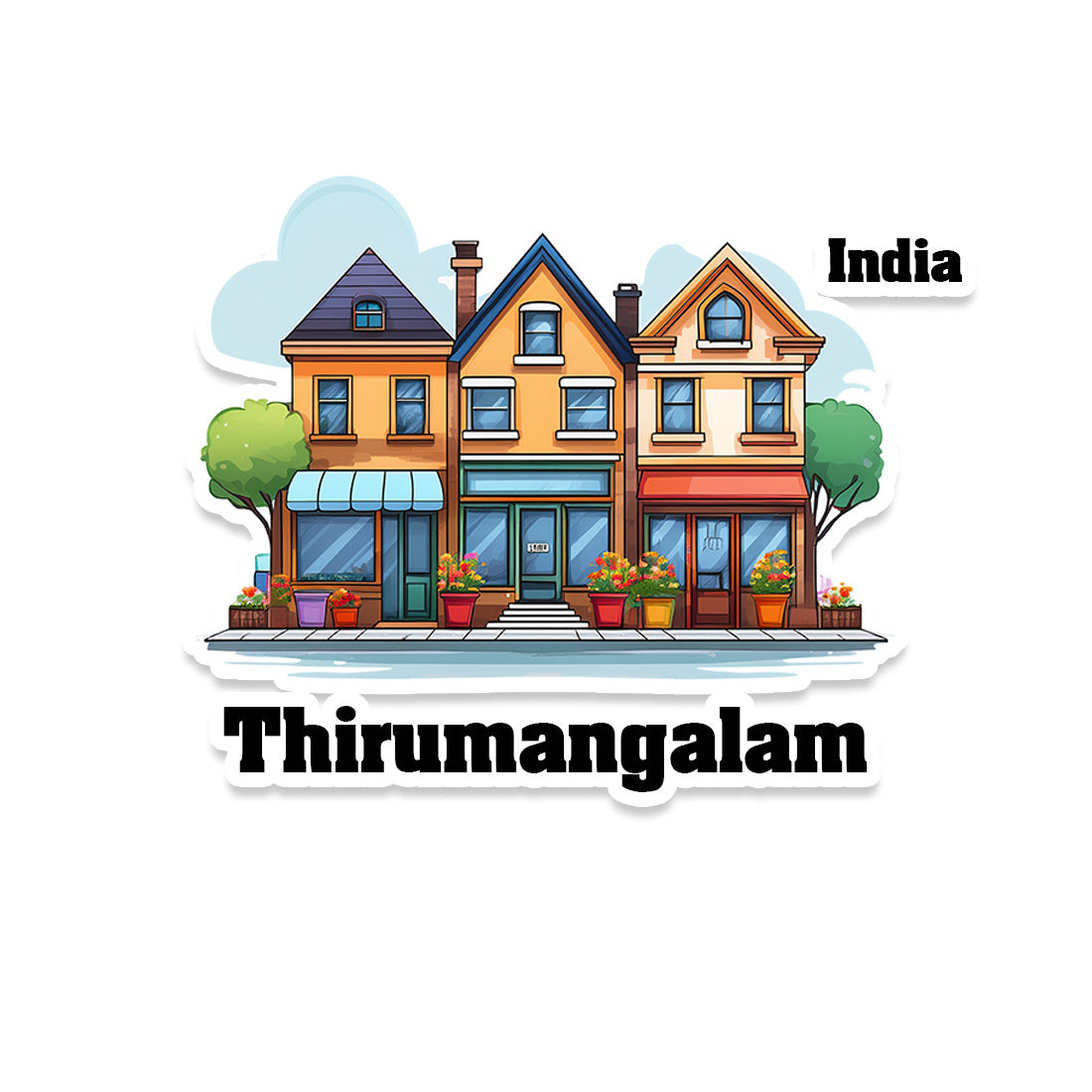 Thirumangalam Three Home Offiec Shop Town Sticker & Magnet | Home Town Souvenirs