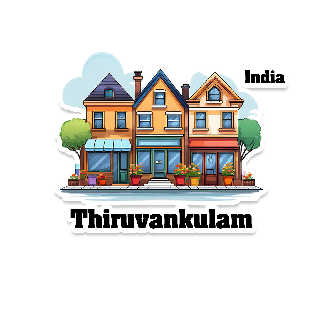 Thiruvankulam Three Home Offiec Shop Town Sticker & Magnet | Home Town Souvenirs